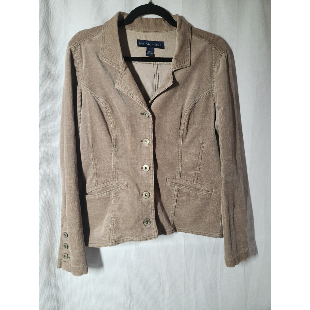 Bandolino Blu Women Corduroy Blazer S Embroidered Khaki Preppy Western